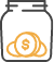 Coins in jar icon